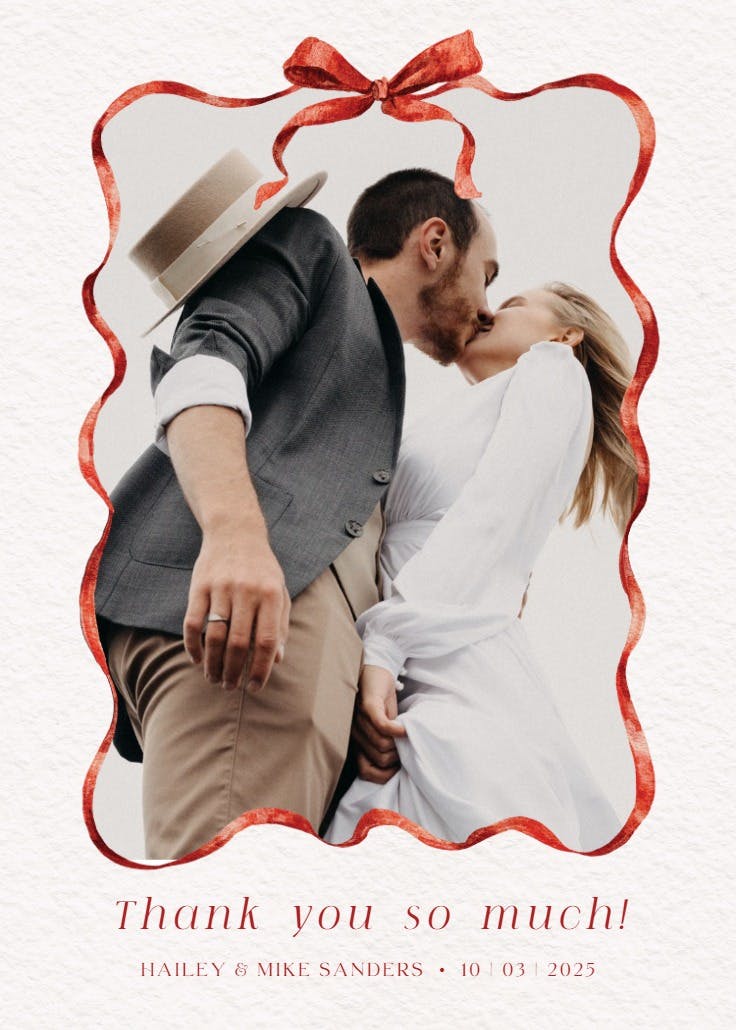 Ruby ribbon - tarjeta de agradecimiento por la boda